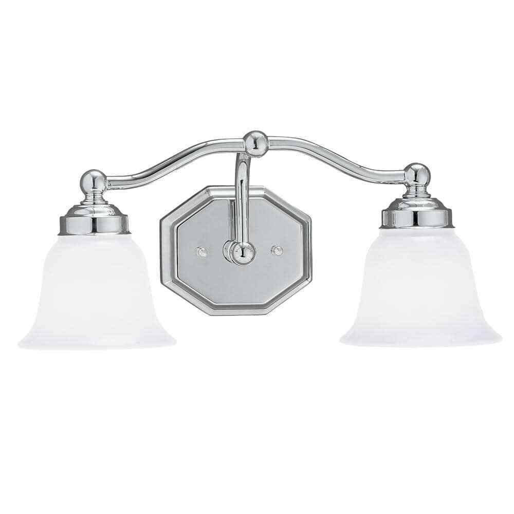 NORWELL Trevi 2-Light Chrome with Opal Glass Shade Wall Sconce 8319-CH-DO