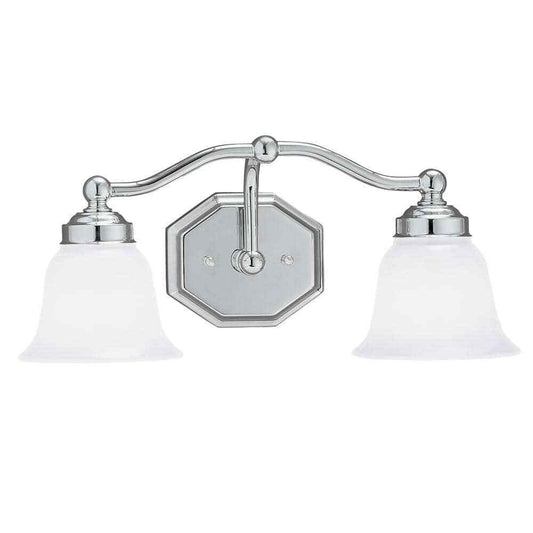 NORWELL Trevi 2-Light Chrome with Opal Glass Shade Wall Sconce 8319-CH-DO