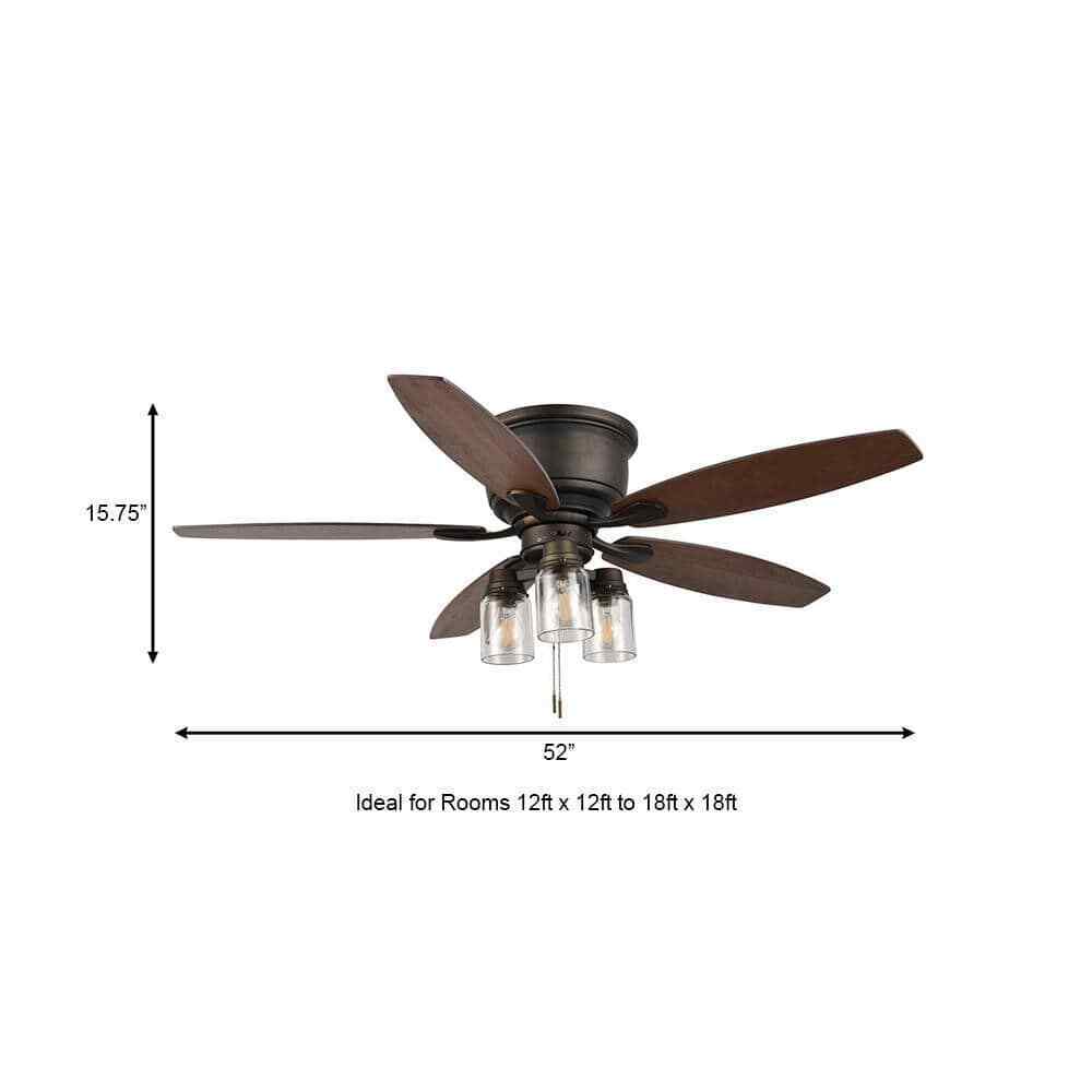 Hampton Bay Stoneridge 52 in. Indoor/Outdoor LED Bronze Ceiling Fan w Light Kit
