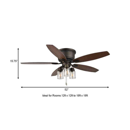 Hampton Bay Stoneridge 52 in. Indoor/Outdoor LED Bronze Ceiling Fan w Light Kit