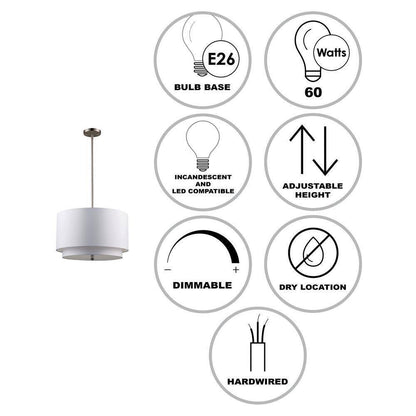 Bel Air Lighting Schiffer 18 in. 3-Light Brushed Nickel Kitchen Pendant Light