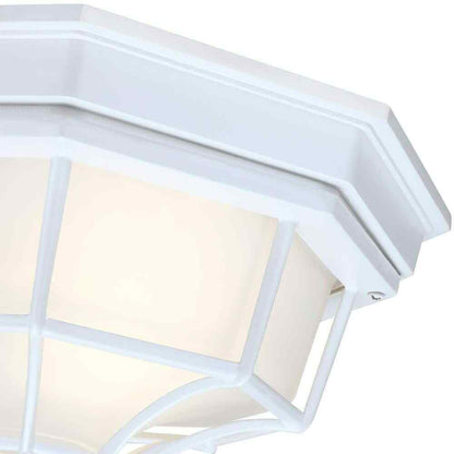 Hukoro Retro Textured White Ceiling Flush Mount Light Fixture w/ Frosted Glass
