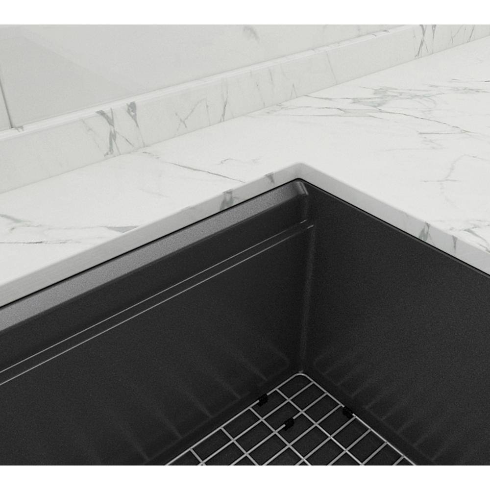 eModernDecor Workstation Undermount Stainless Steel 32 in. Kitchen Sink in Black