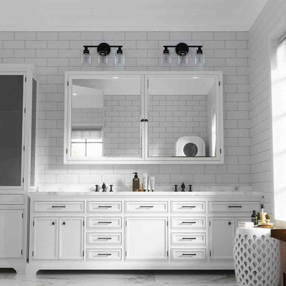 Merra 17 in. 3-Light Modern Matte Black Vanity-Light with Clear Glass Shade