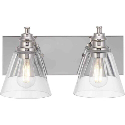 Hampton Bay Manor 15.3 in. 2-Light Polished Nickel Bathroom Vanity Light
