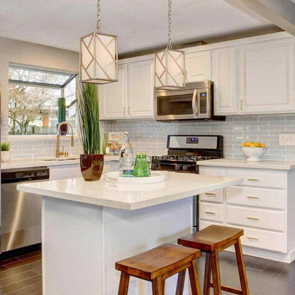Uolfin Gold 1-Light Modern Geometric Lantern Kitchen Island Pendant Light