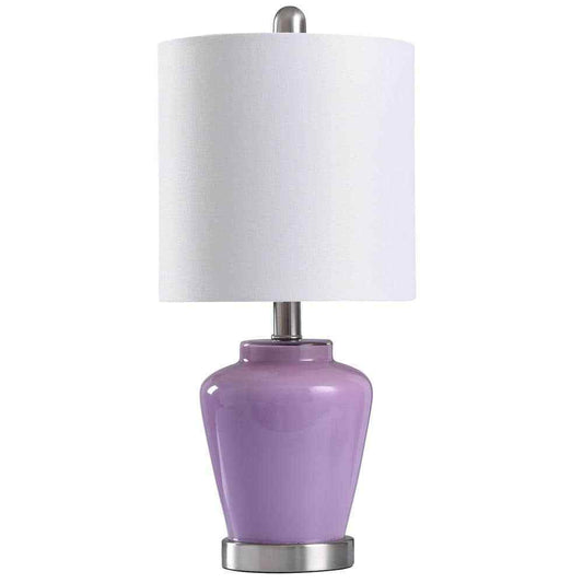 StyleCraft Ginger 18.5 in. Lilac Brushed Steel Accent Table Lamp L11083CDS