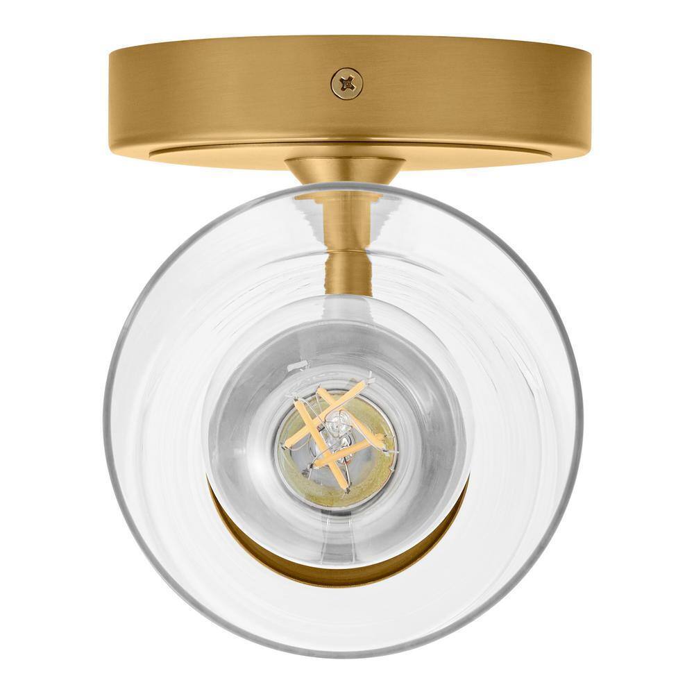 Home Decorators Ayelen 1-Light Matte Brass Clear Glass Indoor Wall Sconce