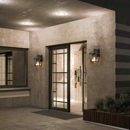 Uolfin Modern Farmhouse Arie 1-Light Industrial Black Cage Outdoor Sconce