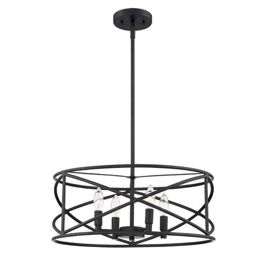 Hampton Bay Hastings 4-Light Satin Bronze Dining Room Chandelier w/ Cage Shade