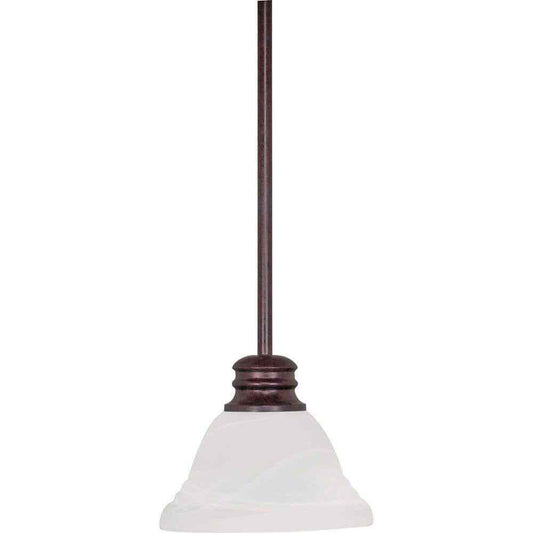 SATCO Empire 100W 1-Light Old Bronze Shaded Mini Pendant Light w/ Glass Shade