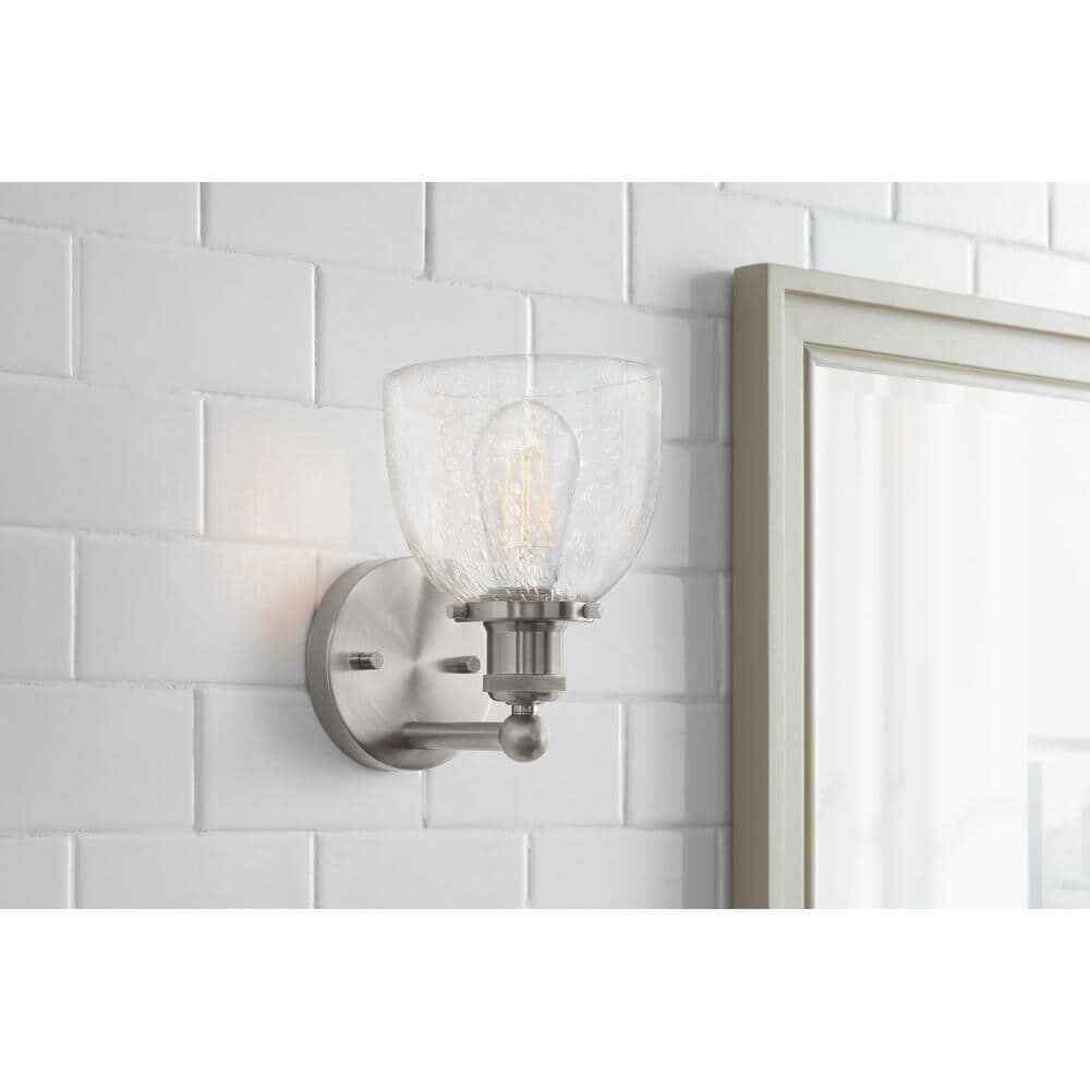 Home Decorators Evelyn 6 in. 1-Light Brushed Nickel Wall Mount Sconce Light