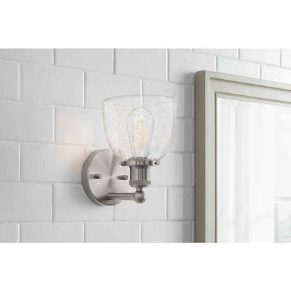 Home Decorators Evelyn 6 in. 1-Light Brushed Nickel Wall Mount Sconce Light