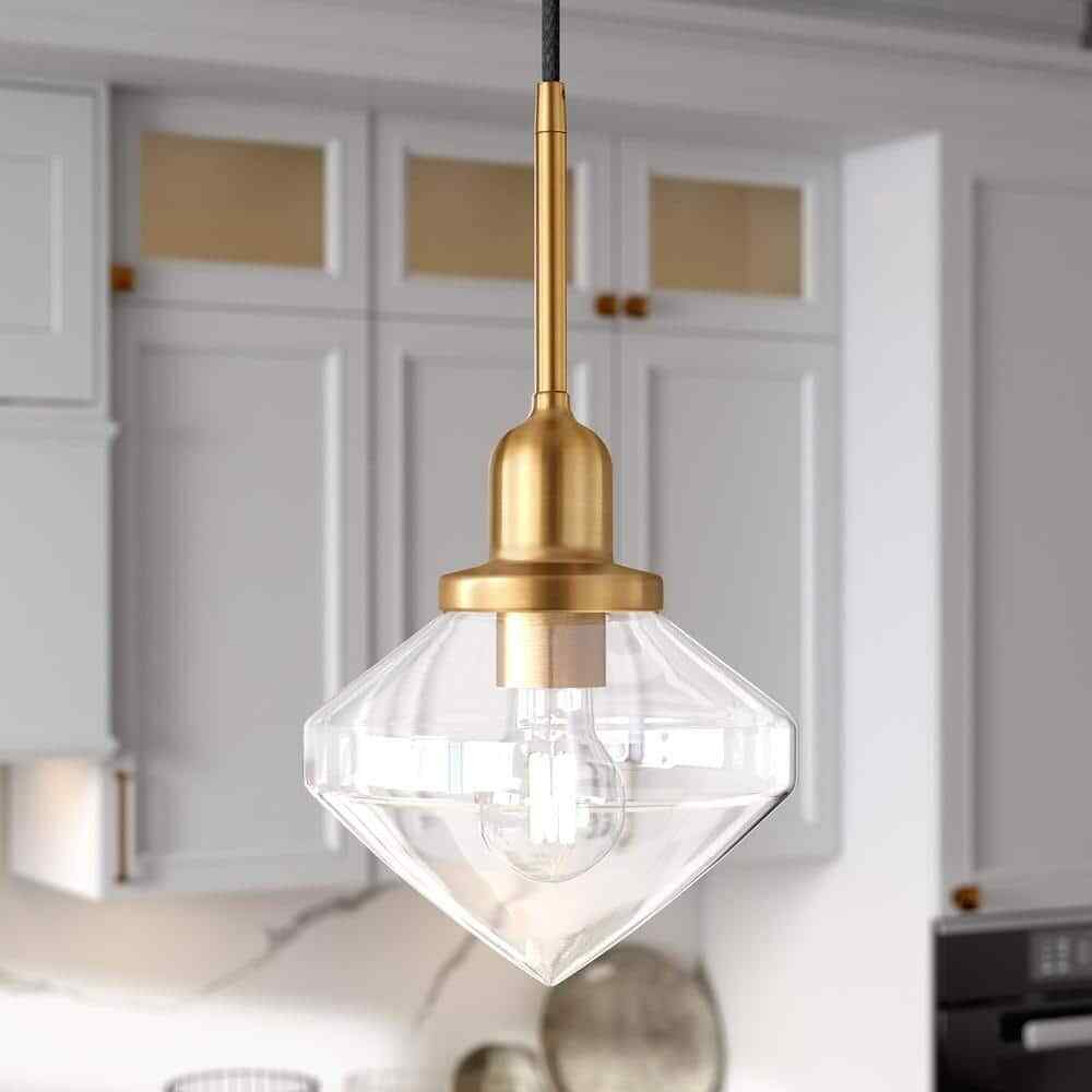 Meyer&Cross Zariza 1-Light Brass Pendant with Clear Glass Shade