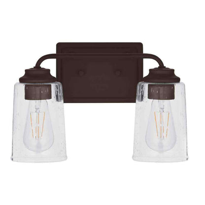 Hampton Bay Evangeline 13-5/8 in. 2-Light Modern Bronze Bathroom Vanity Light