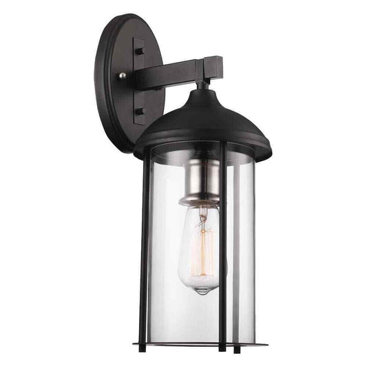 Bel Air Lighting Blues 16.5 in. Black Brushed Nickel Outdoor Wall Light Fixture
