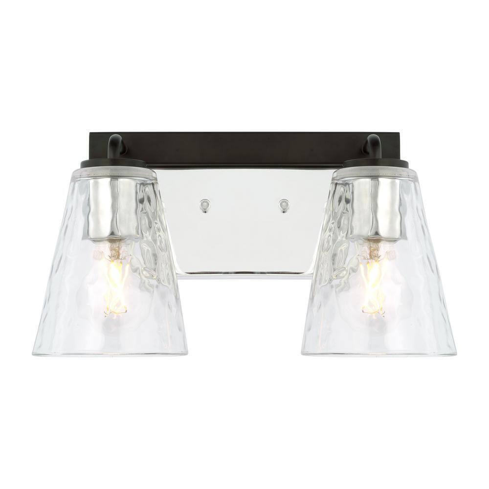 Home Decorators Westbrook 2-Light Matte Black Modern Bathroom Vanity Light