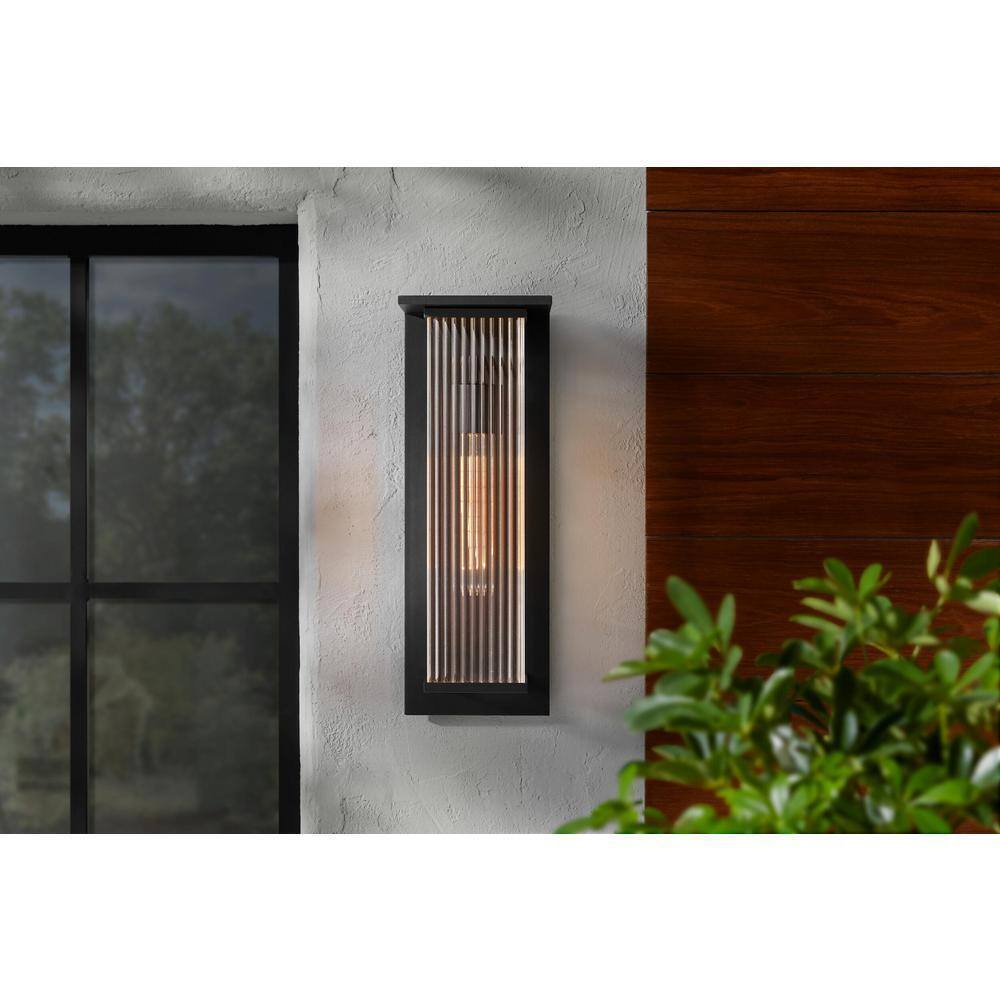 Home Decorators Jardine 20 in. 1-Light Black Modern Outdoor Wall Light Fixture