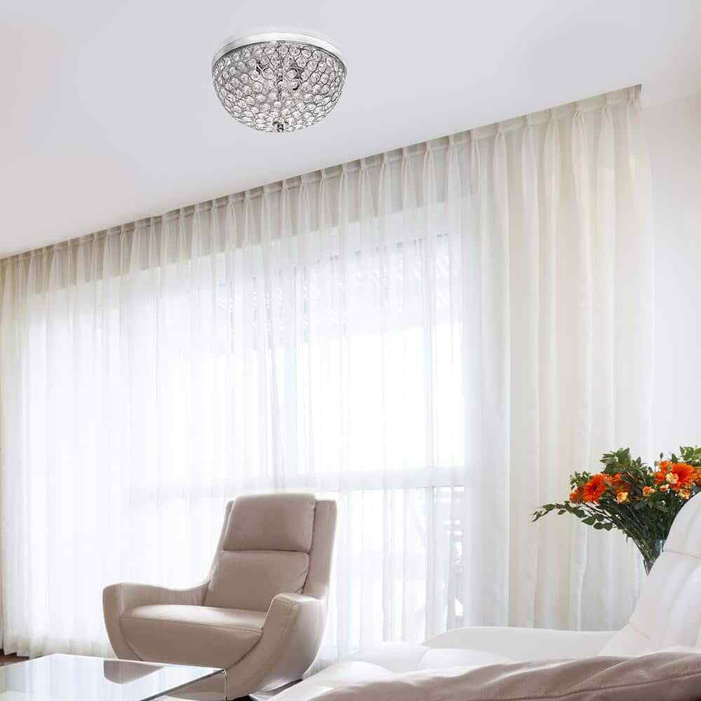 Elegant Designs Elipse 13 in. 2-Light Chrome and Crystal Flush Mount FM1000-CHR