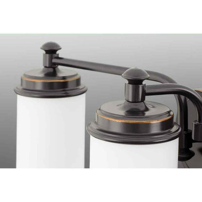 Progress Lighting 3-Light Rubbed Bronze Etched Opal Glass Coastal Vanity Light