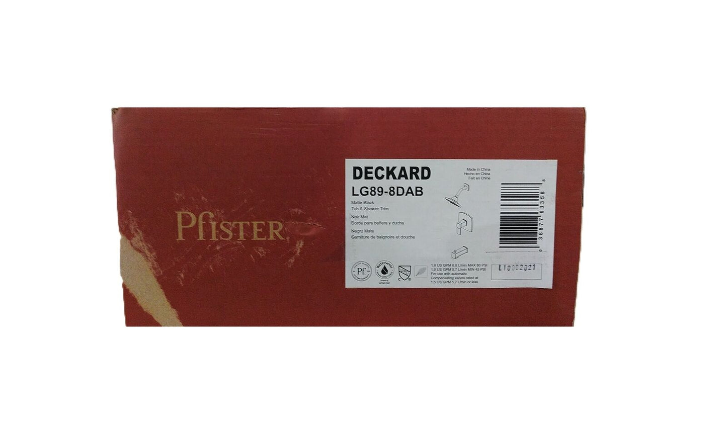 Pfister Deckard Tub and Shower Faucet Trim Kit in Matte Black Valve Not Included
