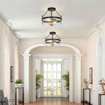 Uolfin Modern Farmhouse Black Semi-Flush Mount 12.5 in. 2-Light Ceiling Fixture