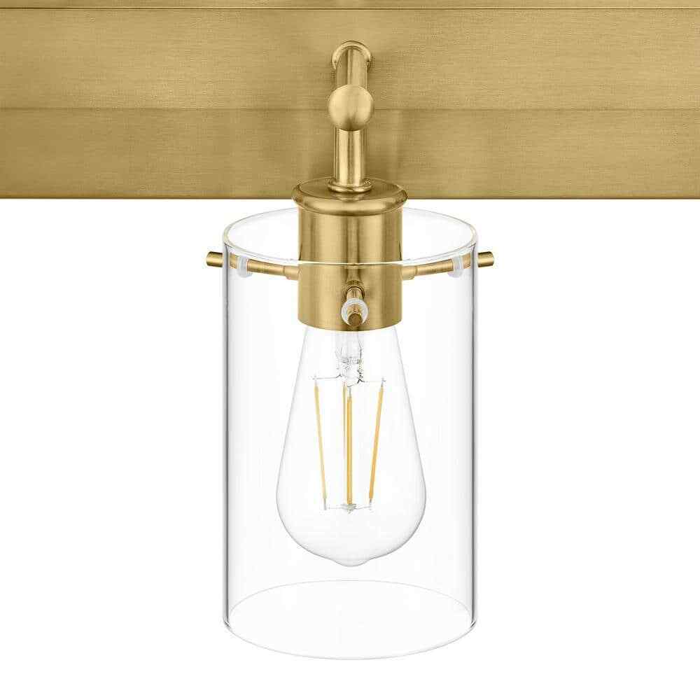 Hampton Bay Regan 21 in. 3-Light Brushed Gold Vanity Light w/ Clear Glass Shades