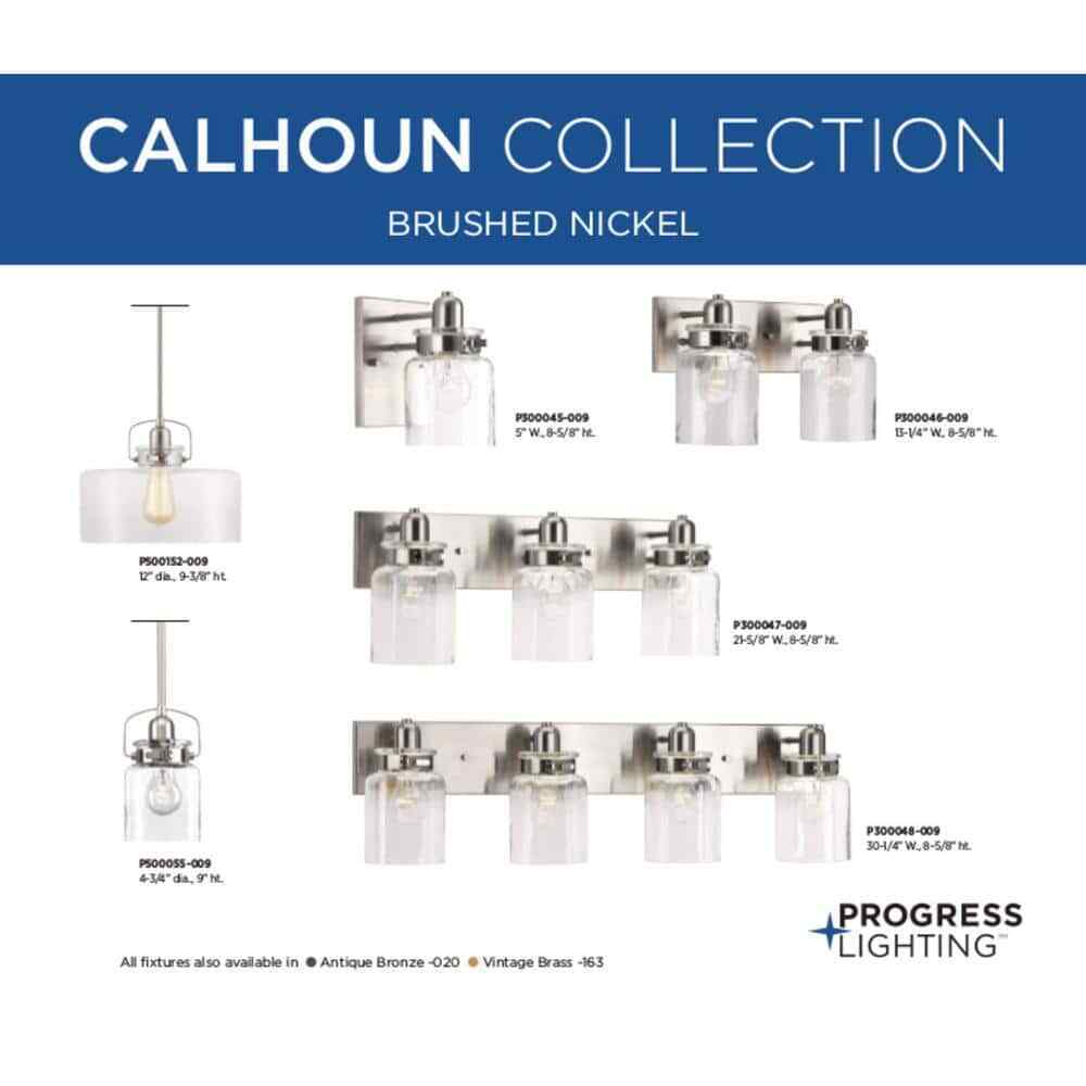 Progress Lighting Calhoun 4-Light Brushed Nickel Clear Glass Vanity Light
