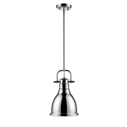 Golden Lighting Duncan 1-Light Chrome 8.8 in. Pendant with Chrome Shade