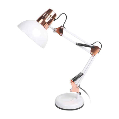 LamQee 18 in. White Architect Gooseneck Table Lamp w/ Adjustable Metal Swing Arm