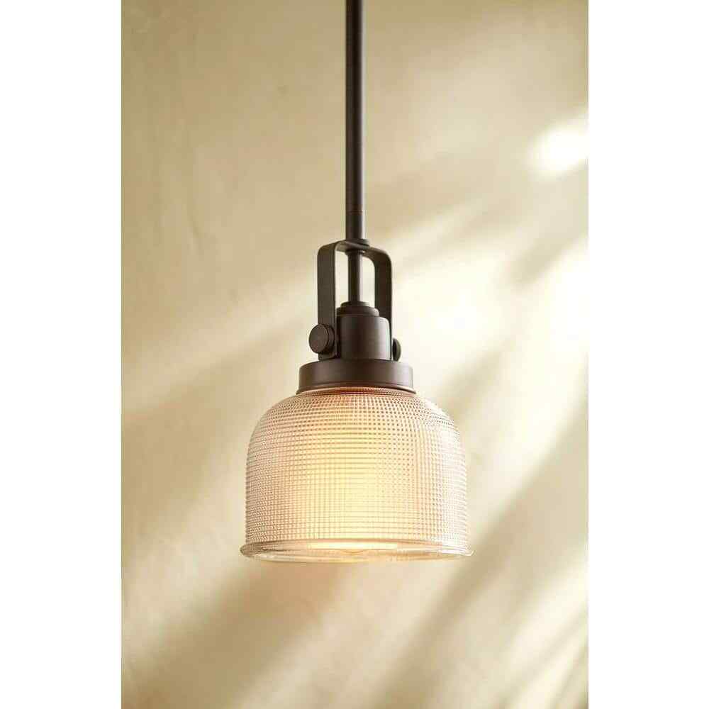 Progress Lighting Archie Venetian Bronze Mini Pendant w/ Clear Prismatic Glass