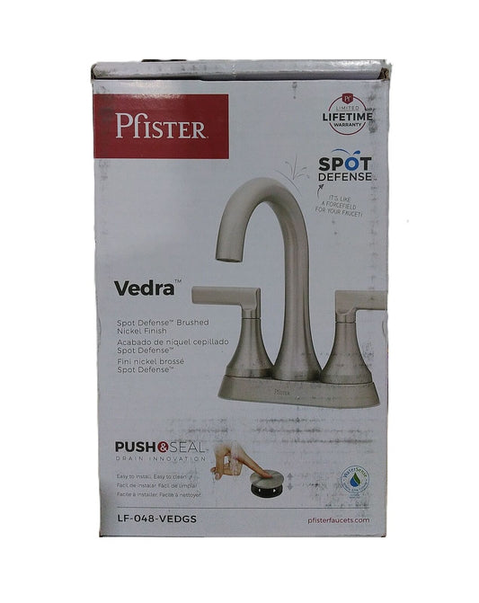 Pfister Vedra 4 in. Centerset Bathroom Faucet in Spot Defense Brushed Nickel