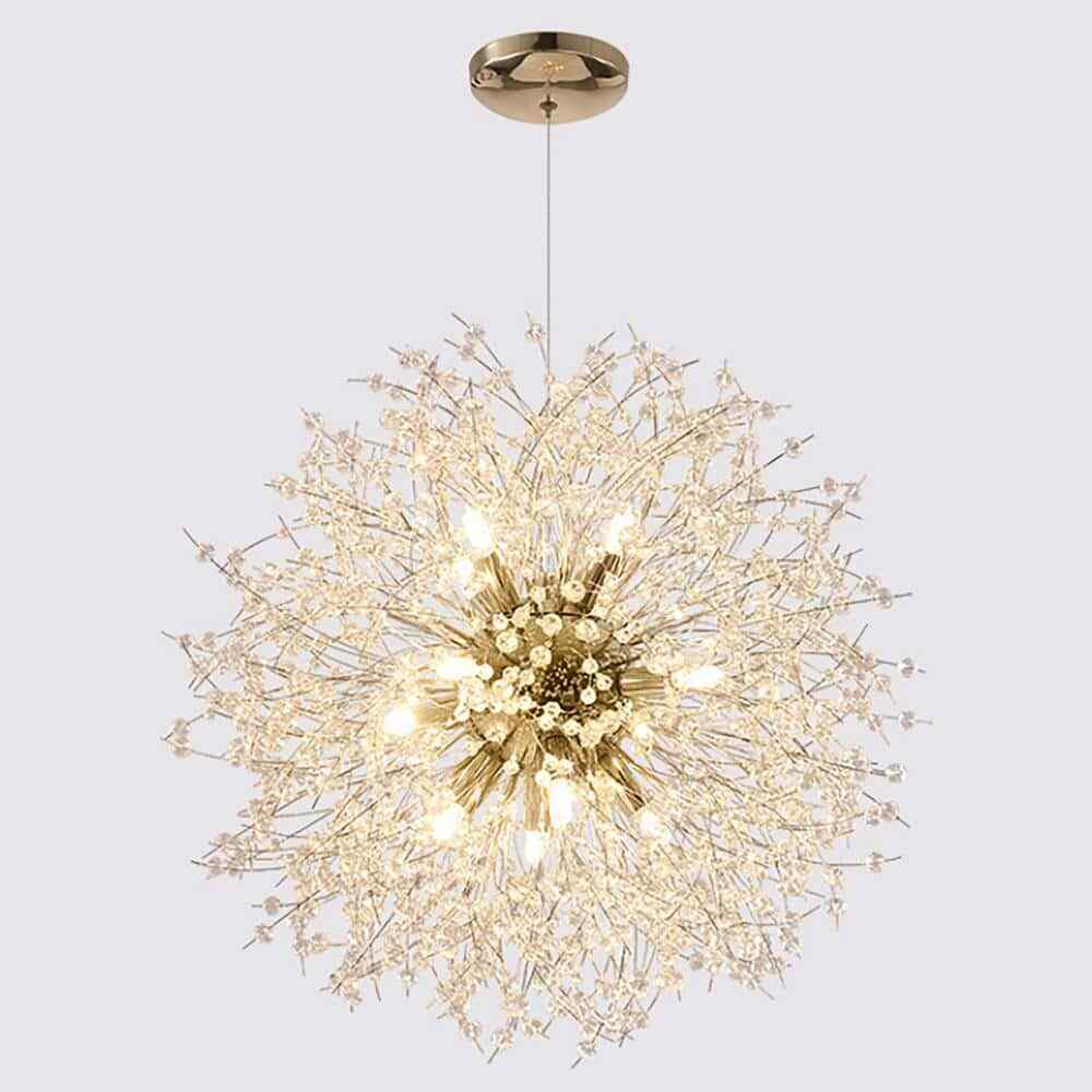 LamQee 16-Light 23.5 in Dia Gold Dandelion Firework Chandelier Crystal Starburst