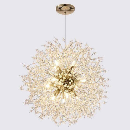 LamQee 16-Light 23.5 in Dia Gold Dandelion Firework Chandelier Crystal Starburst