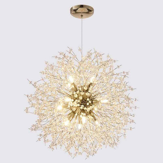 LamQee 16-Light 23.5 in Dia Gold Dandelion Firework Chandelier Crystal Starburst