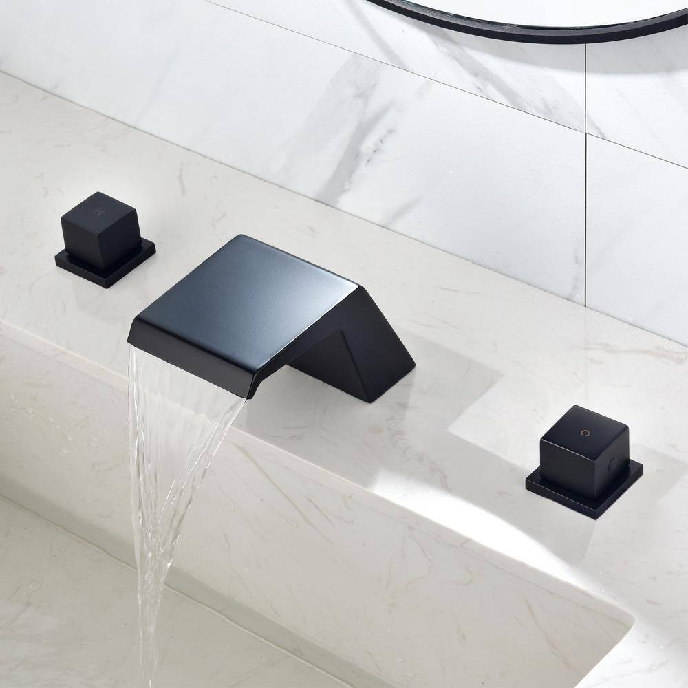 UKISHIRO 8 in. 2-Handle Low-Arc Bathroom Faucet in Spot Defense Matte Black