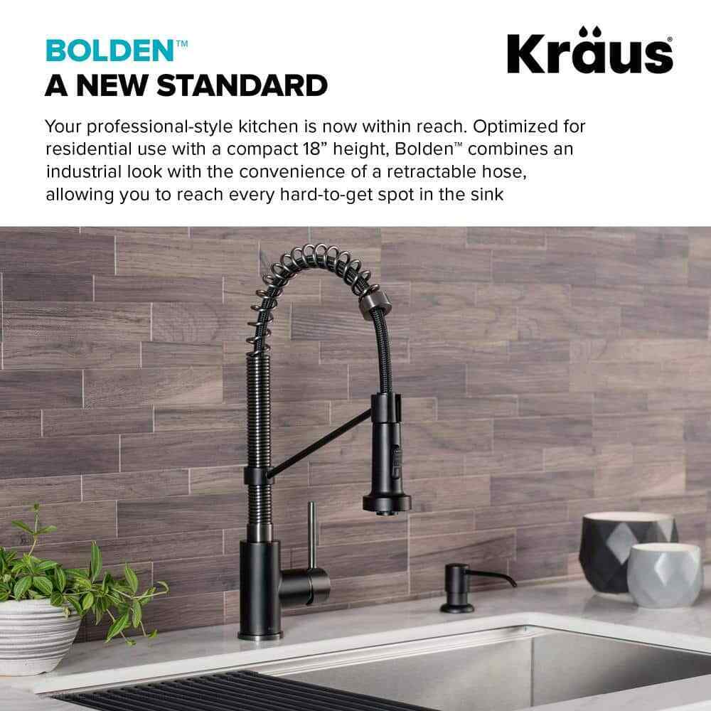 KRAUS Single Handle 18-Inch Pull Down Kitchen Faucet w/ Dual Function Spray Head