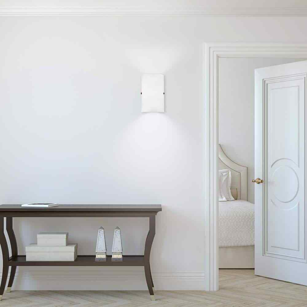 Eglo Troy 3 3 in. W x 11.8 in. H 1-Light Matte Nickel Wall Sconce w/ Glass Shade