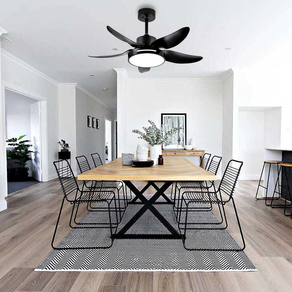HKMGT 37.8 in. 5-Blade Smart Black Ceiling Fan w/ LED Light and Remote Control