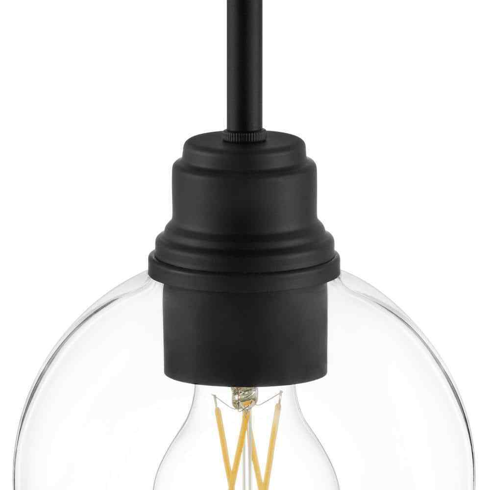 Hampton Bay Florabelle 6 in. Mini-Pendant Matte Black Clear Globe Glass Shade