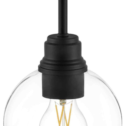 Hampton Bay Florabelle 6 in. Mini-Pendant Matte Black Clear Globe Glass Shade