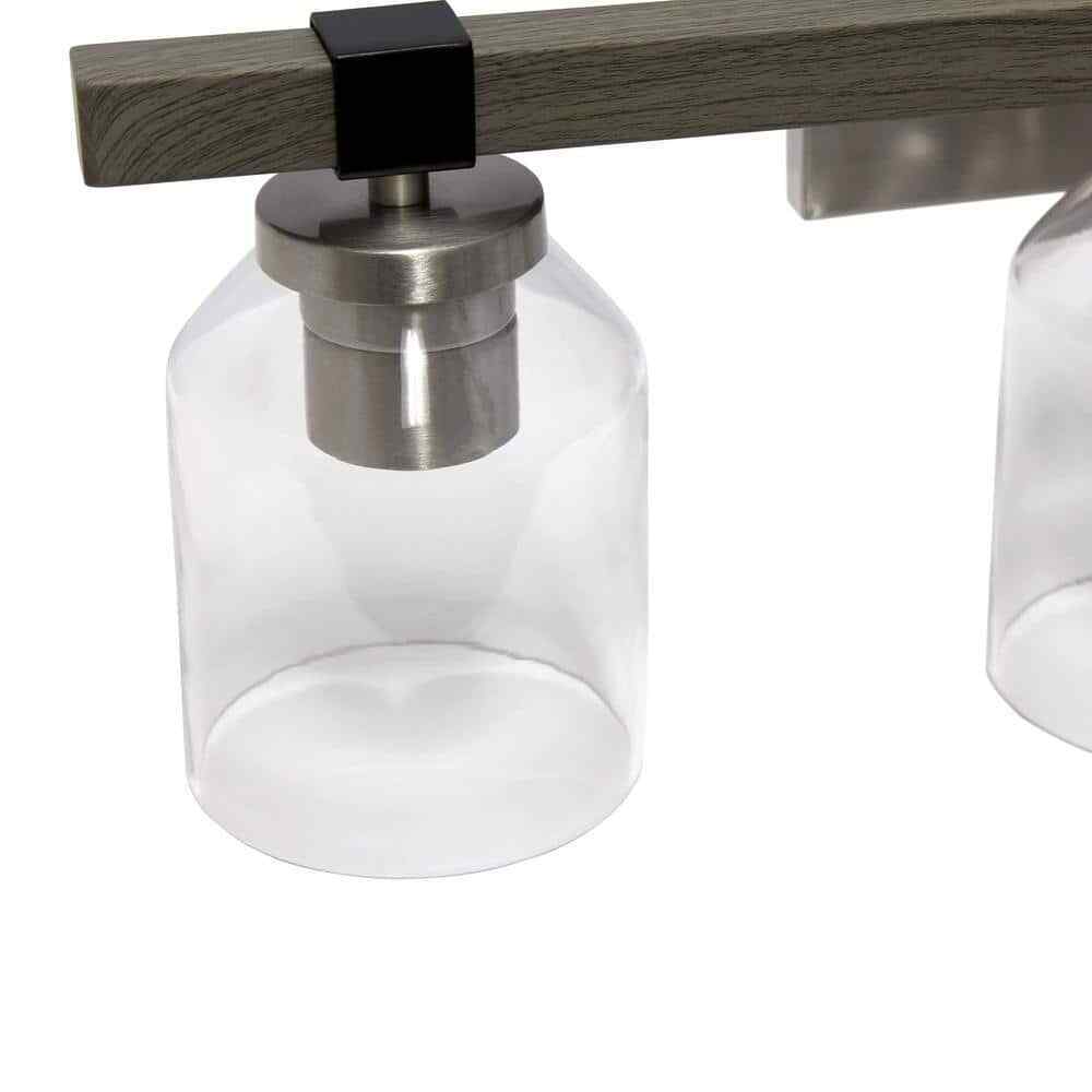 Lalia Home 22 in. Gray Rustic 3-Light Metal and Clear Glass Shade Wall Fixture