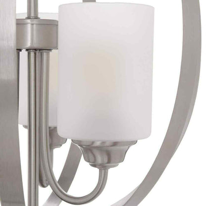 Hampton Bay Findlay 3-Light Brushed Nickel Chandelier w/ Etched White Glass