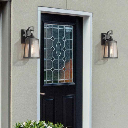 Uolfin 12 in. 1-Light Textured Black Outdoor Light Wall Sconce 1-Pack