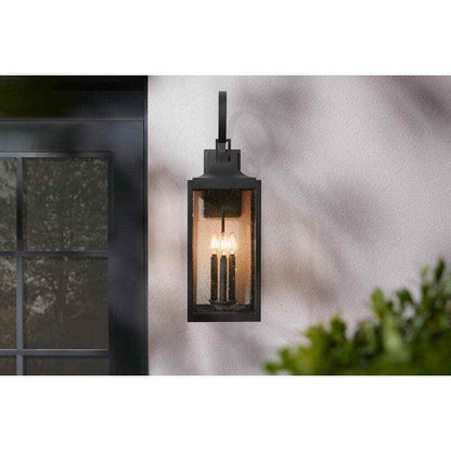 Home Decorators Havenridge 27.8 in. 3-Light Black Hardwired Outdoor Wall Lantern