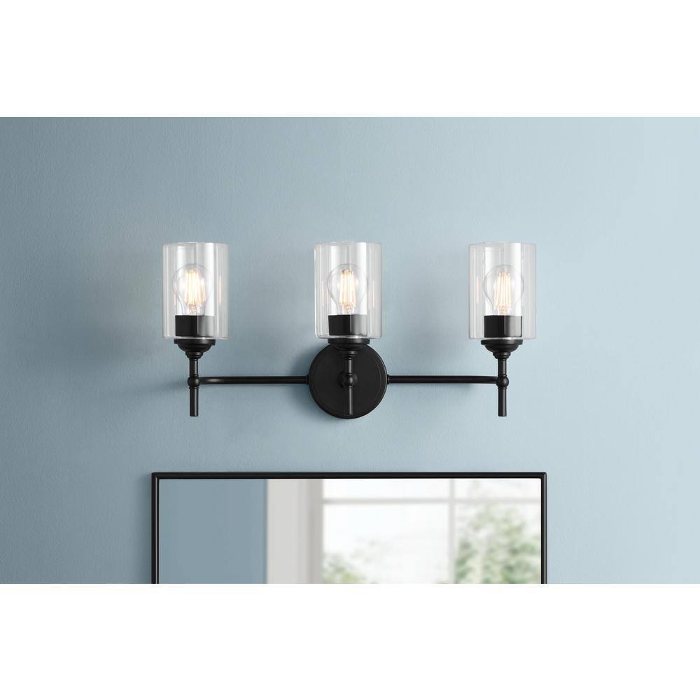 Home Decorators Collection Ayelen 22 in. W 3-Lights Black Vanity Light