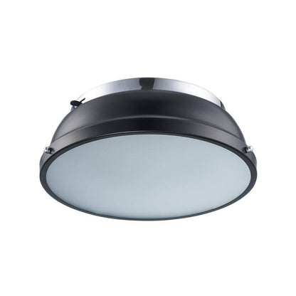 Hampton Bay Taspen 14 in. Black and Chrome LED Flush Mount Ceiling Light Fixture