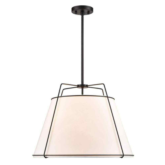 Light Society Lise 22 in. 3-Light Black Chandelier with Fabric Shade LS-C555-BLK