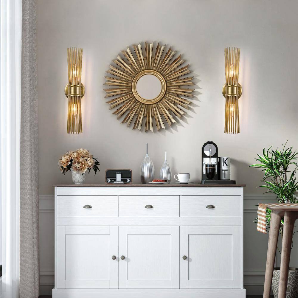 EDISLIVE Aquin 5.12 in. 2-Light Brass Mid-Century Starbust Vanity Light