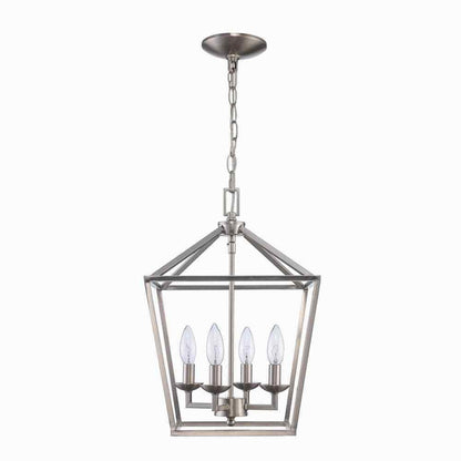 Home Decorators Weyburn 4-Light Brushed Nickel Caged Farmhouse Chandelier